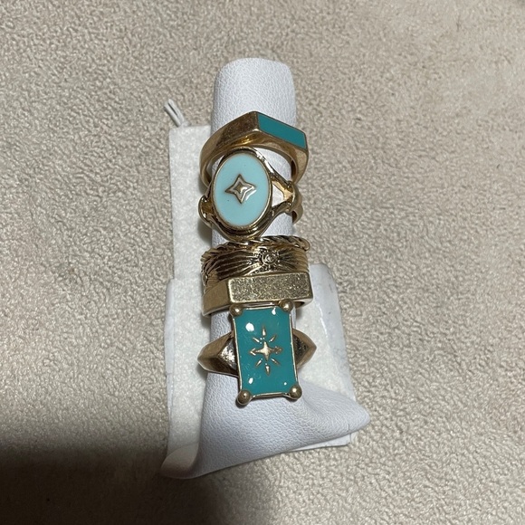 Free People‎ Gold and Turquoise Ring Set brand new - Picture 3 of 14